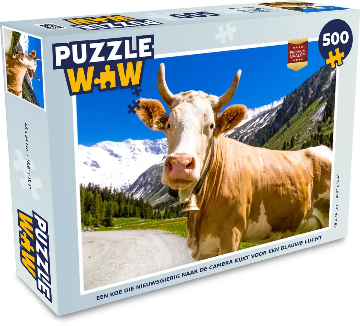 PuzzleWow Koe Sneeuw Alpen Legpuzzel 500 Stuks - Multicolor