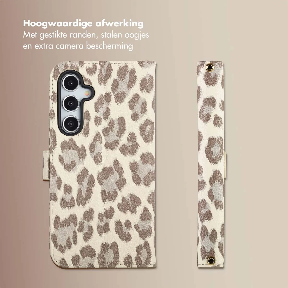 Selencia Hoesje Samsung Galaxy A35 - Sabi Bookcase Panterprint - Beige - afbeelding 6 van 6