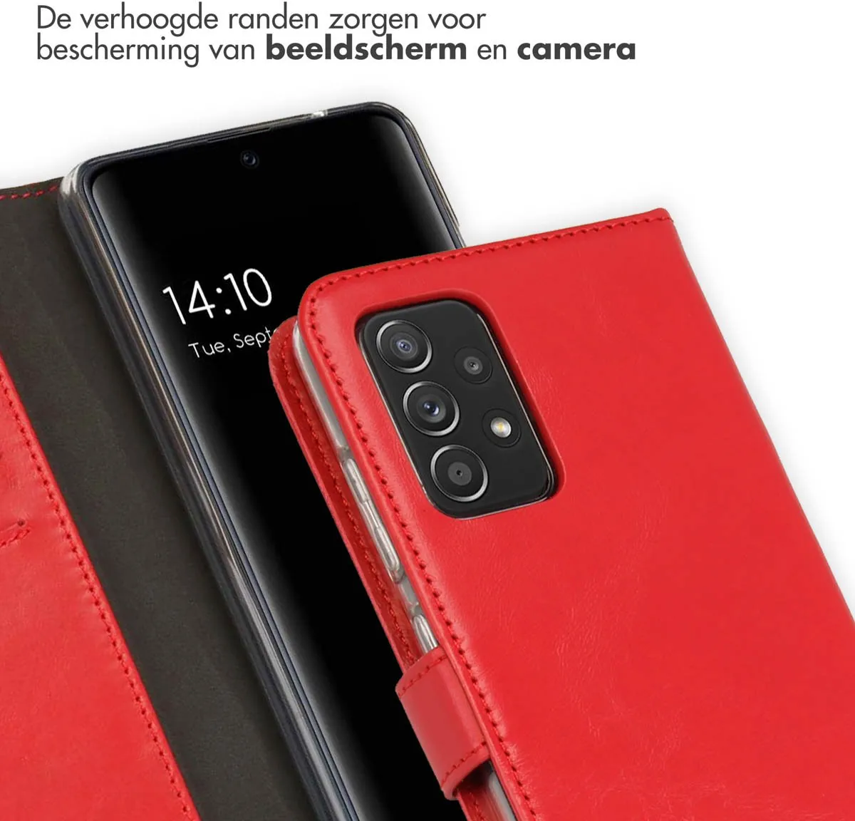 Selencia Hoesje Samsung Galaxy A52 - Rood Lederen Bookcase - 3 Pasjes