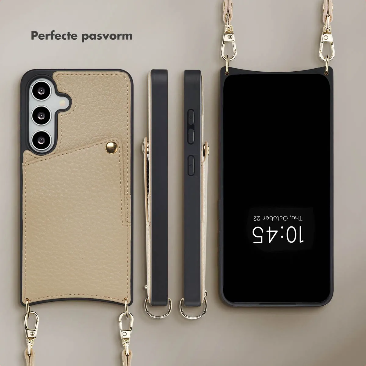 Selencia Hoesje SH00086794 - Samsung Galaxy S24/S25 - Beige - 2 Pasjes