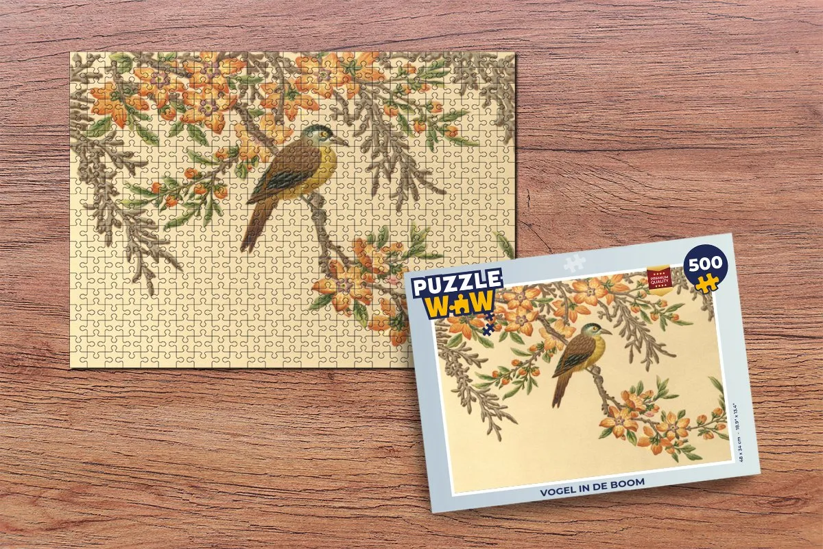 PuzzleWow Vogel in de Boom Legpuzzel 500 Stuks - Multicolor