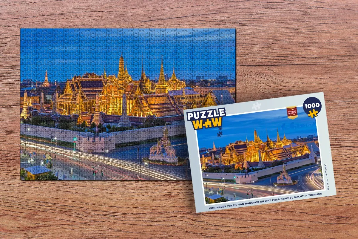 PuzzleWow Bangkok Paleis Nacht Legpuzzel 1000 Stuks - Multicolor