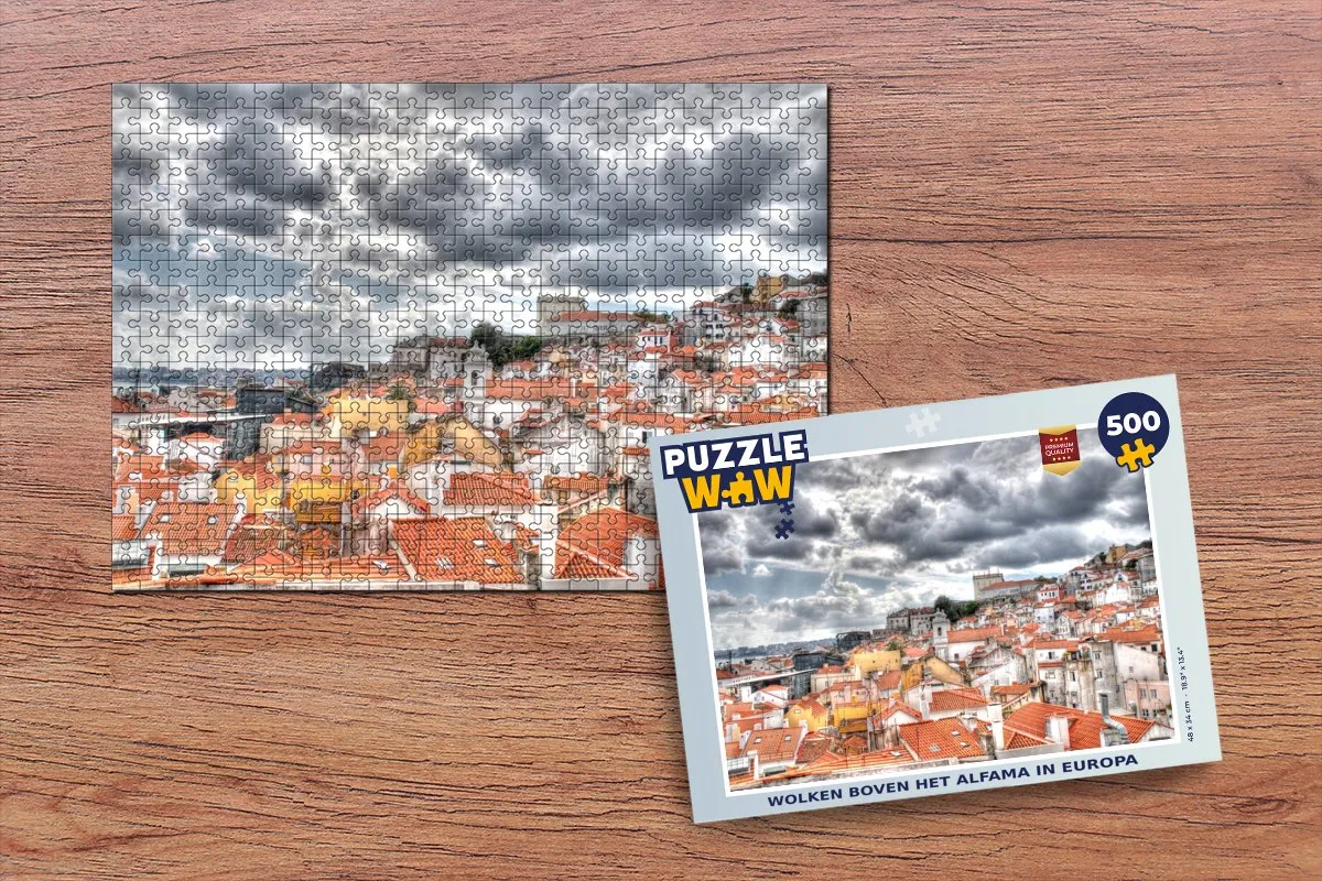 PuzzleWow Wolken boven het Alfama Legpuzzel 500 Stuks - Multicolor