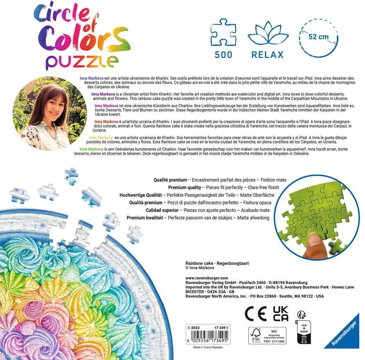 Ravensburger Puzzel Circle of Colors Regenboogtaart 500 Stuks - Multicolor