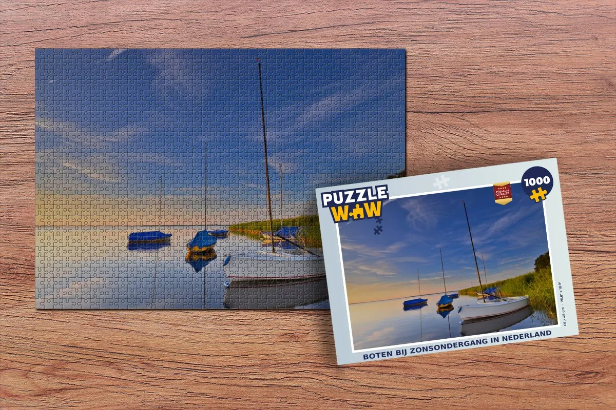 PuzzleWow Legpuzzel Boten bij Zonsondergang 1000 Stuks - Multicolor