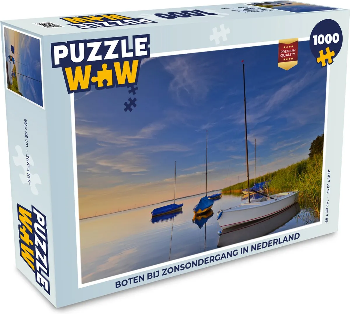 PuzzleWow Legpuzzel Boten bij Zonsondergang 1000 Stuks - Multicolor