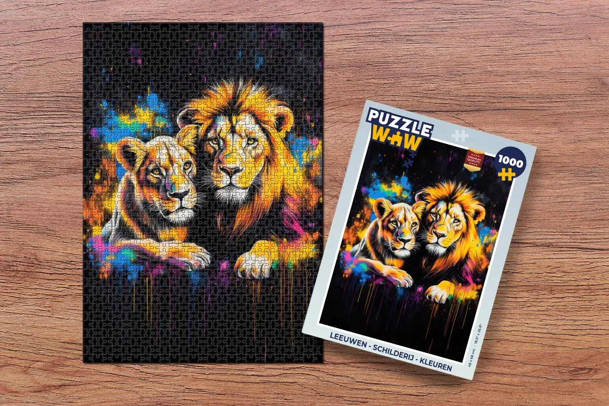 PuzzleWow Leeuwen Schilderij Legpuzzel 1000 Stuks