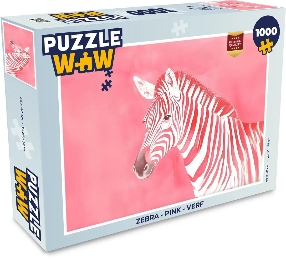 PuzzleWow Zebra Roze Legpuzzel 1000 Stuks