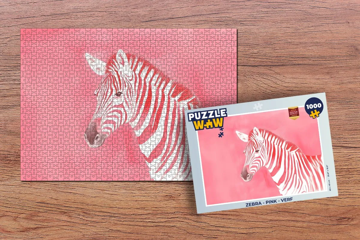 PuzzleWow Zebra Roze Legpuzzel 1000 Stuks