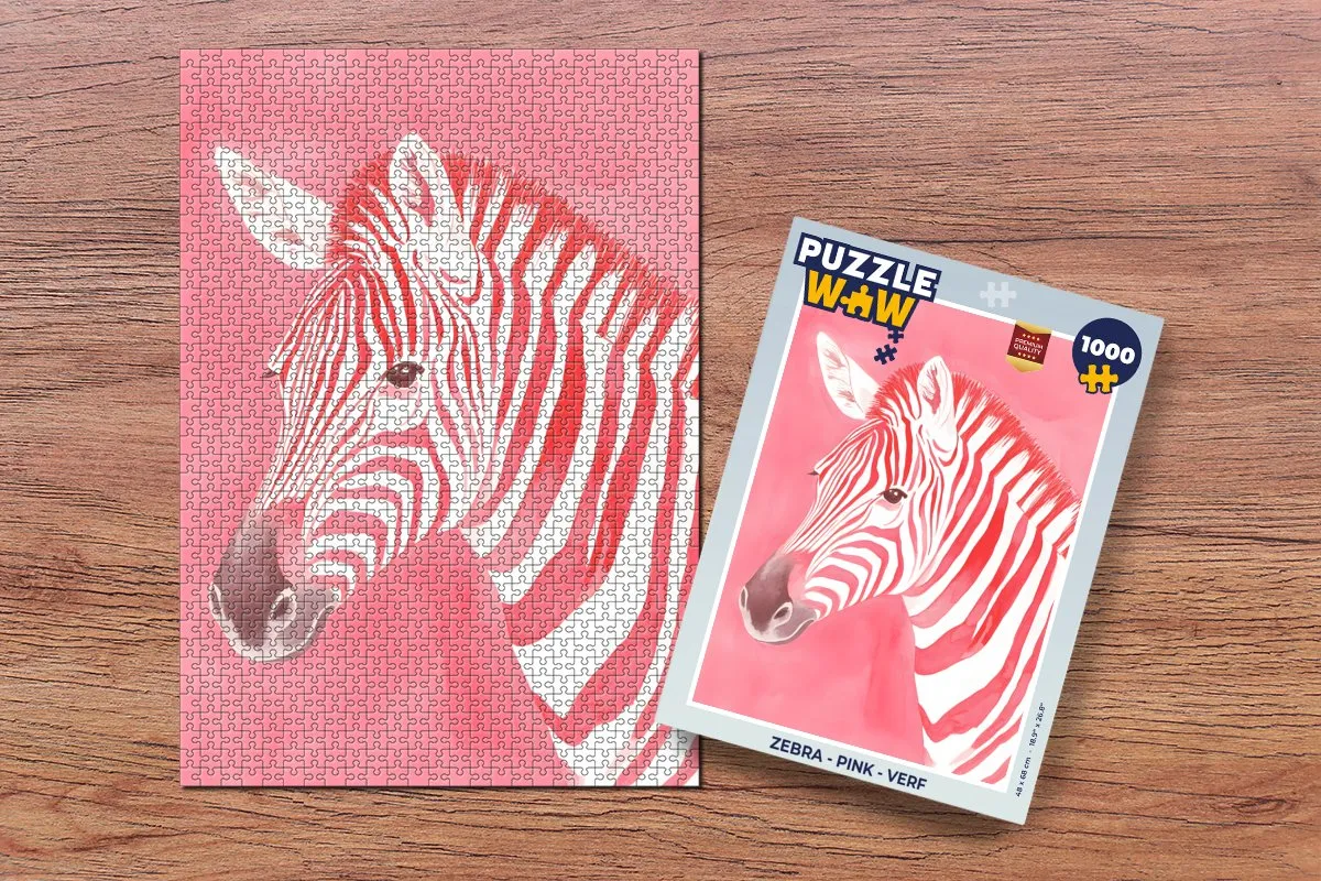 PuzzleWow Zebra Roze Legpuzzel 1000 Stuks