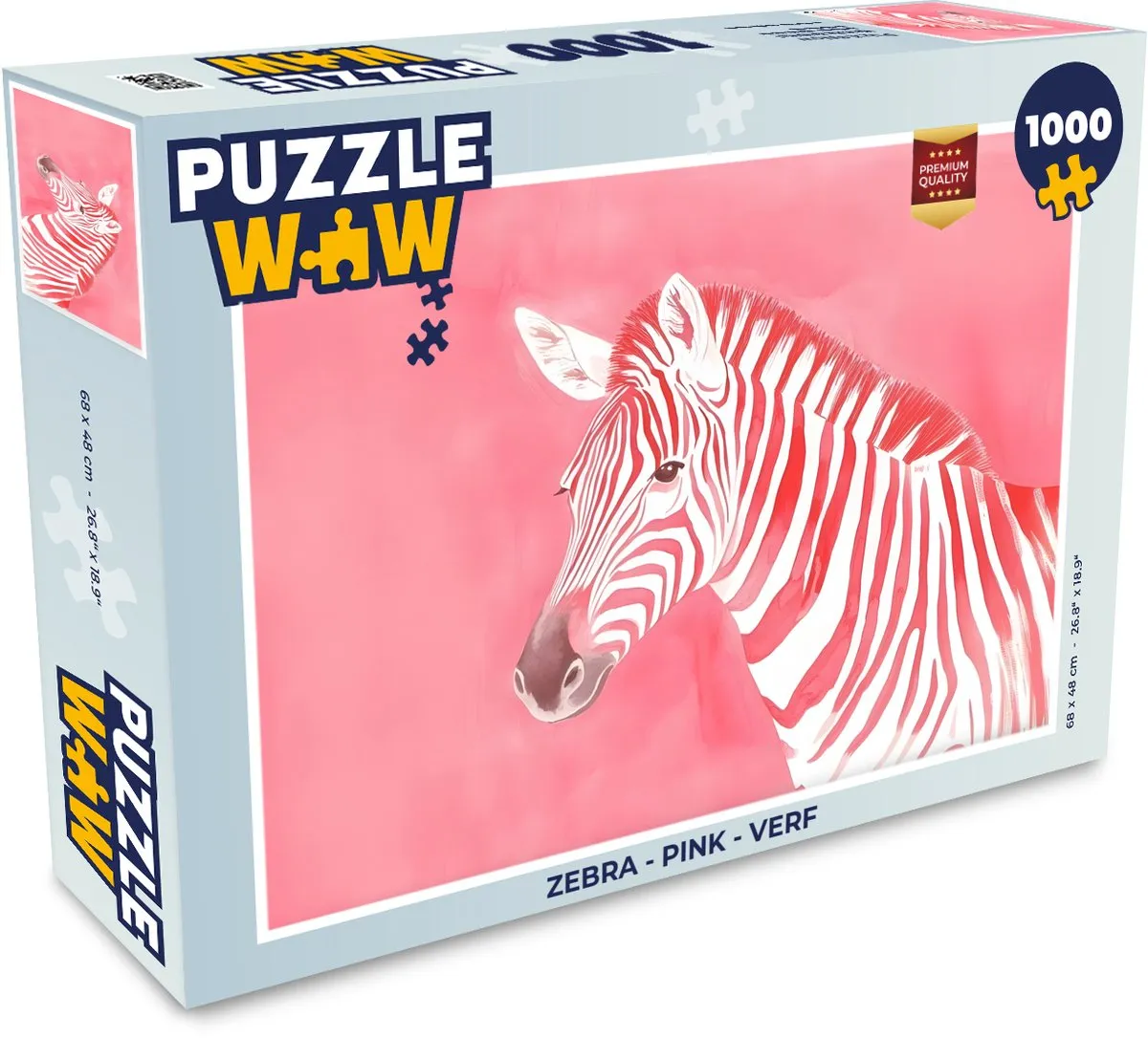 PuzzleWow Zebra Roze Legpuzzel 1000 Stuks