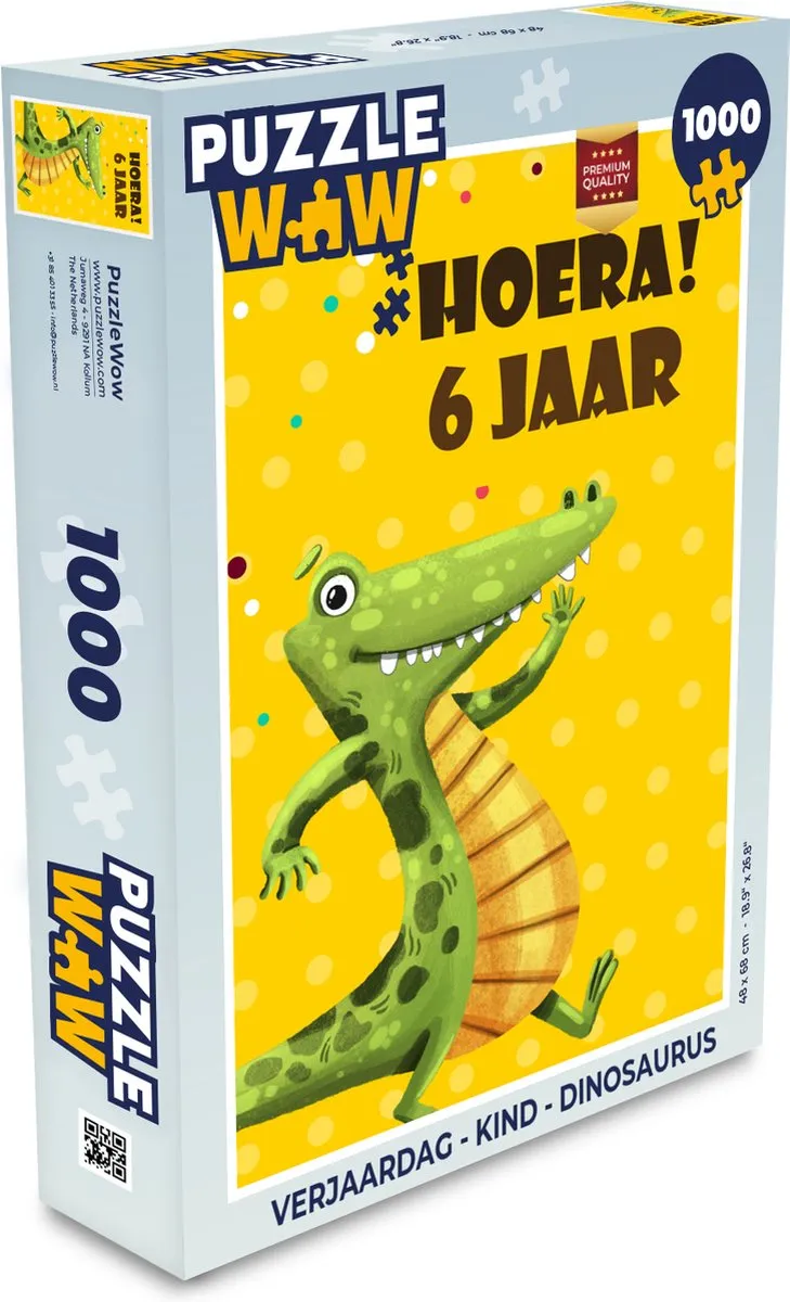 PuzzleWow Dinosaurus Legpuzzel 1000 Stuks - Multicolor
