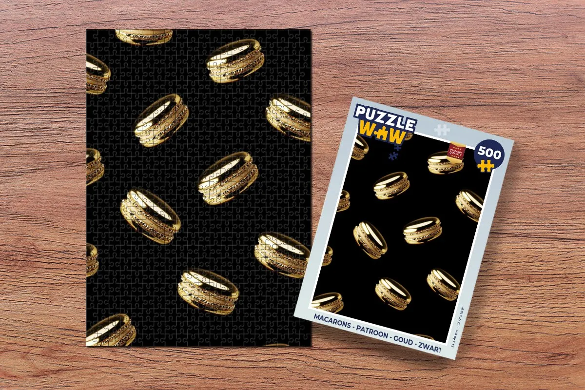 PuzzleWow Macarons Legpuzzel 500 Stuks - Goud/Zwart