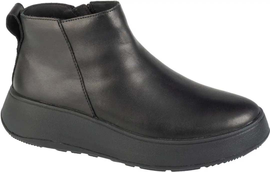 FitFlop F-Mode Leren Enkellaarzen Met Rits ZWART