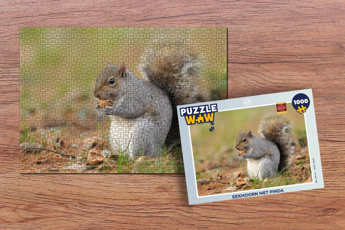 PuzzleWow Legpuzzel Eekhoorn met pinda 1000 Stuks - Multicolor