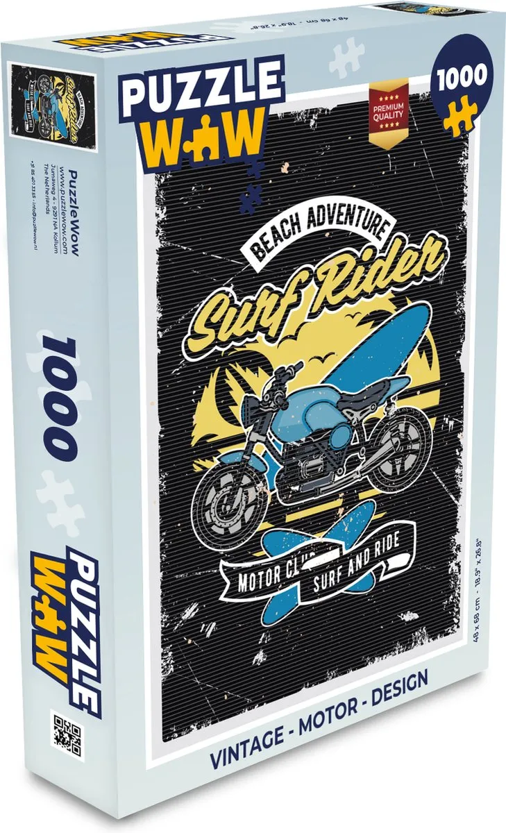 PuzzleWow Vintage Motor Legpuzzel 1000 Stuks - Multicolor