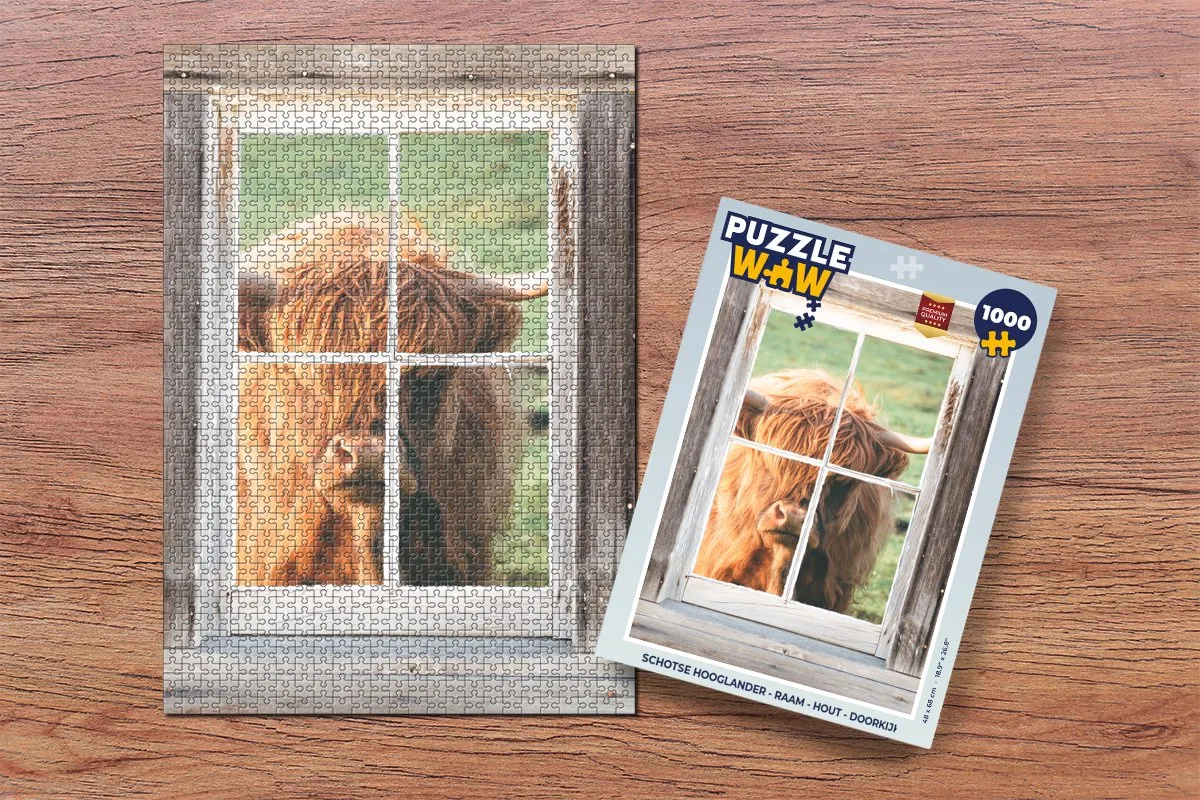 PuzzleWow Schotse Hooglander Legpuzzel 1000 Stuks - Multicolor
