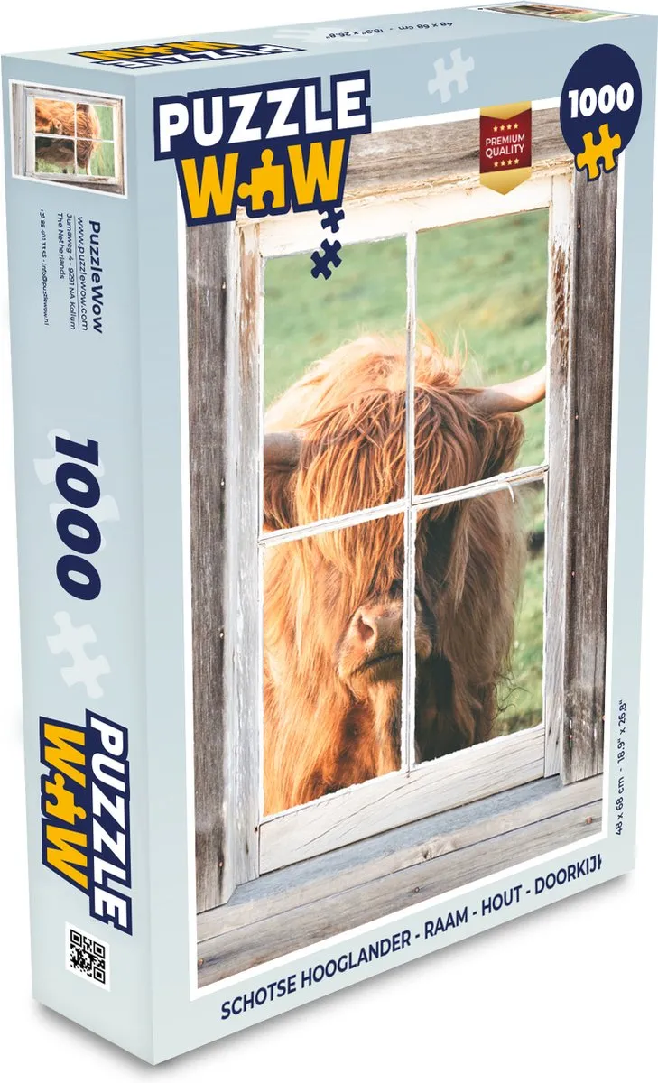 PuzzleWow Schotse Hooglander Legpuzzel 1000 Stuks - Multicolor