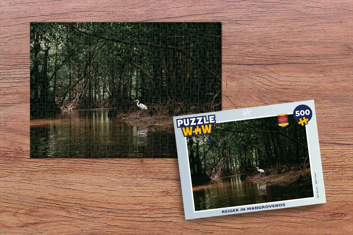 PuzzleWow Reiger Bos Meer Legpuzzel 500 Stuks - Multicolor
