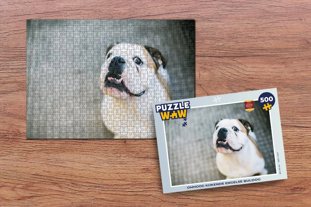 PuzzleWow Bulldog Legpuzzel 500 Stuks - Wit