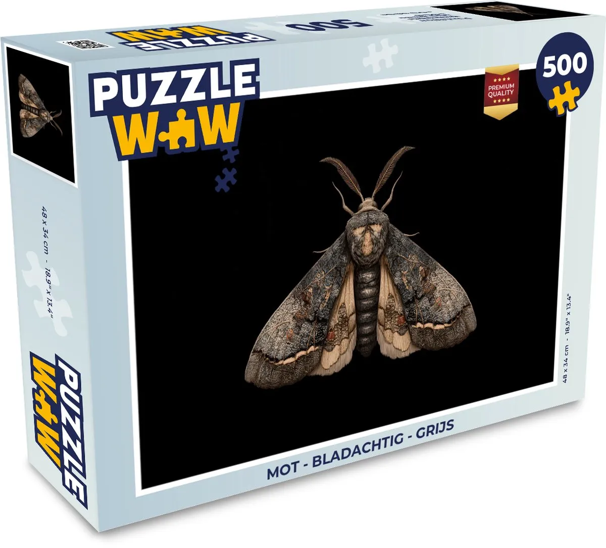 PuzzleWow Mot Legpuzzel 500 Stuks - Grijs