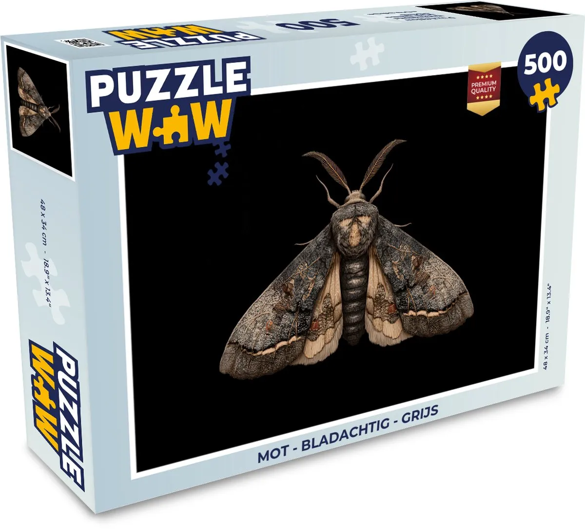 PuzzleWow Mot Legpuzzel 500 Stuks - Grijs