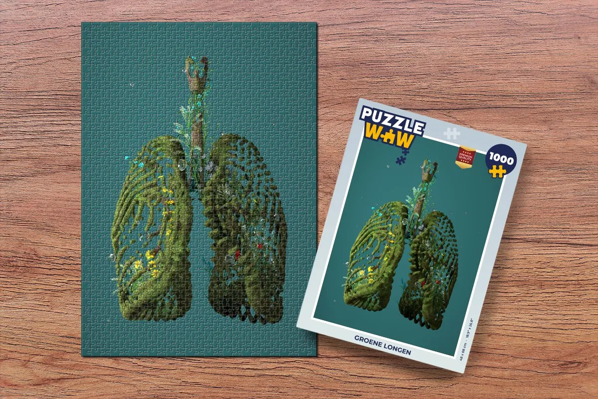 PuzzleWow Groene Longen Legpuzzel 1000 Stuks - Multicolor
