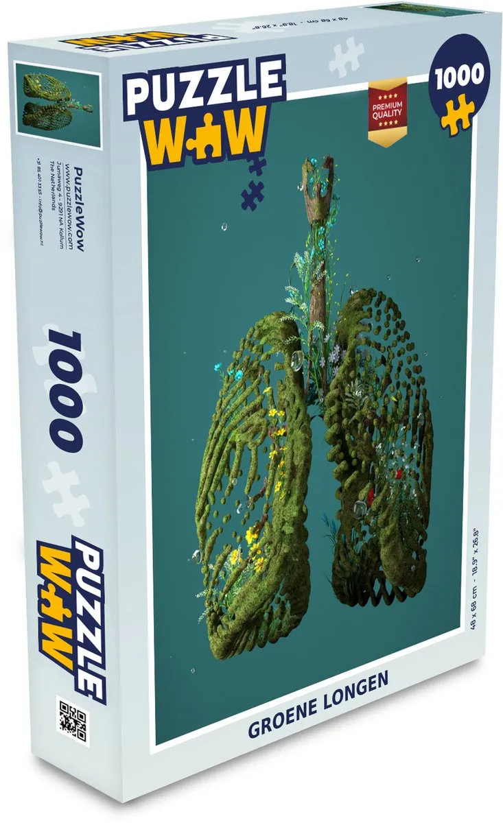 PuzzleWow Groene Longen Legpuzzel 1000 Stuks - Multicolor