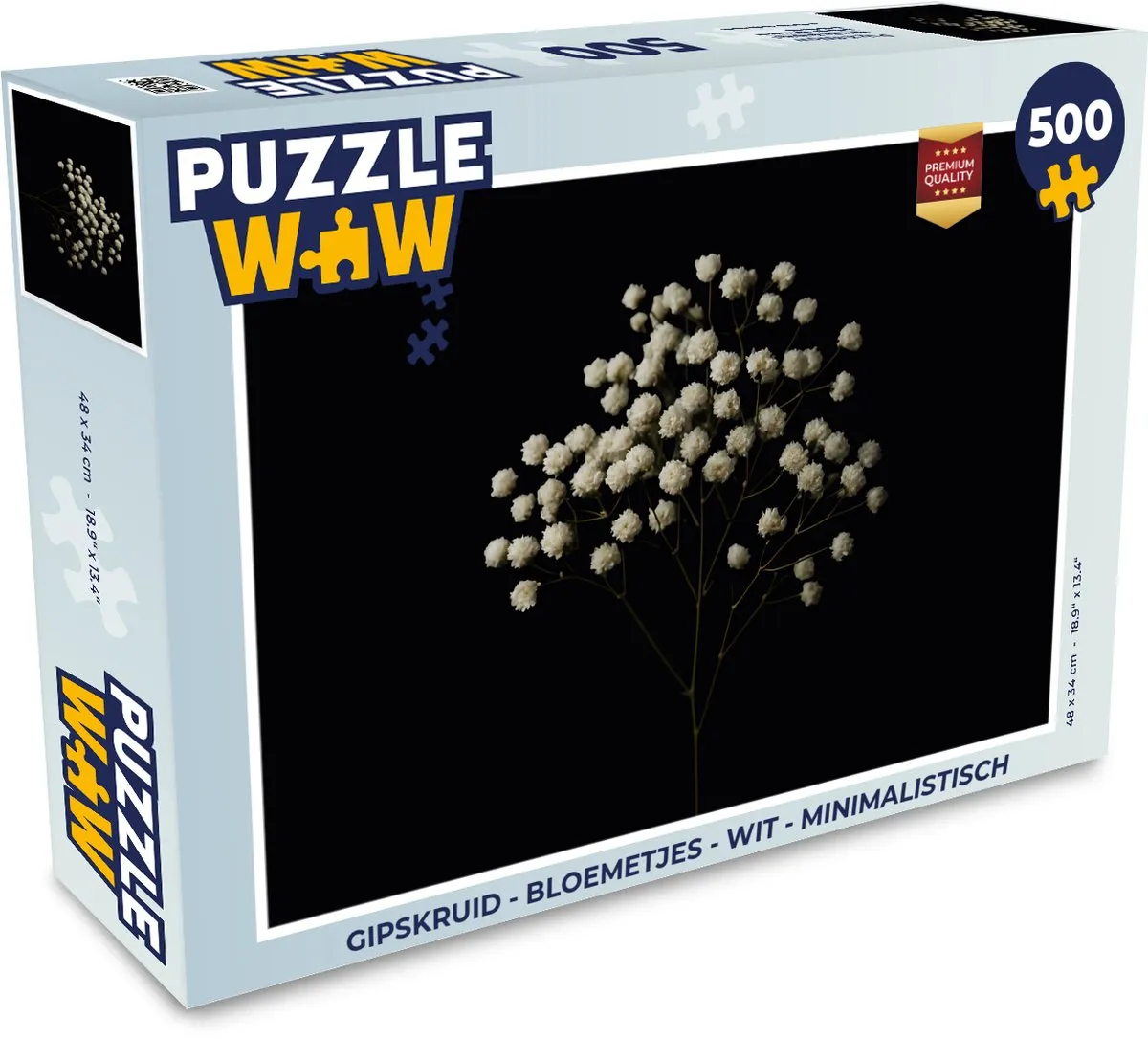 PuzzleWow Gipskruid Bloemetjes Legpuzzel 500 Stuks - Wit