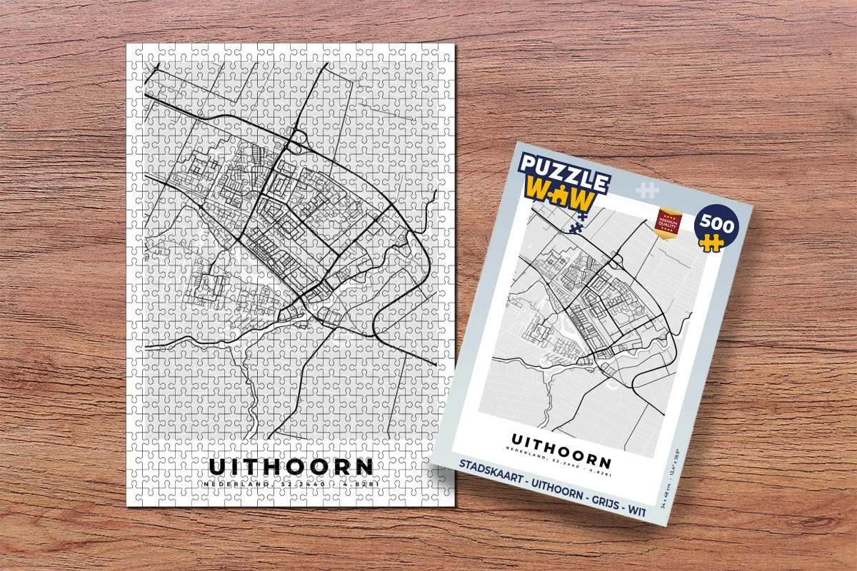 PuzzleWow Stadskaart Uithoorn Legpuzzel 500 Stuks - Multicolor