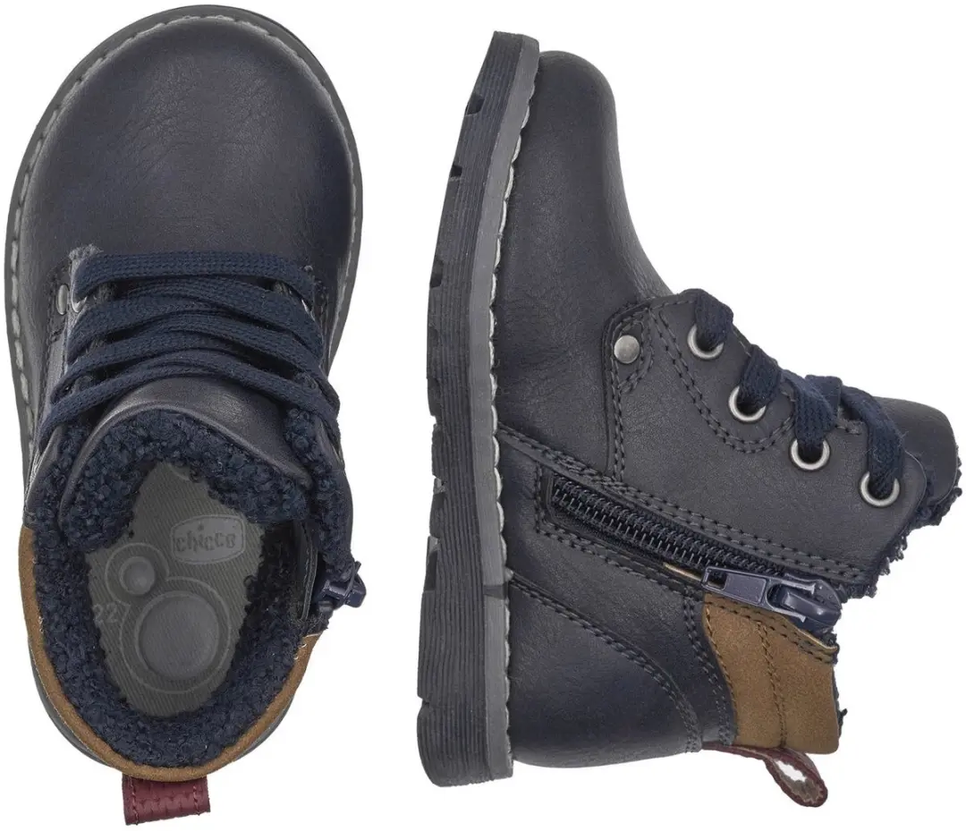 Chicco enkelboots voor jongens met ritssluiting aan de zijkant en veters