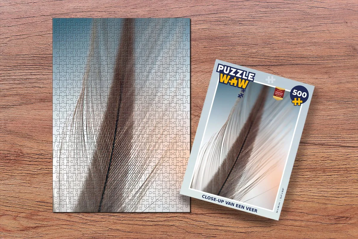 PuzzleWow Legpuzzel Close-up van een veer 500 Stuks - Multicolor