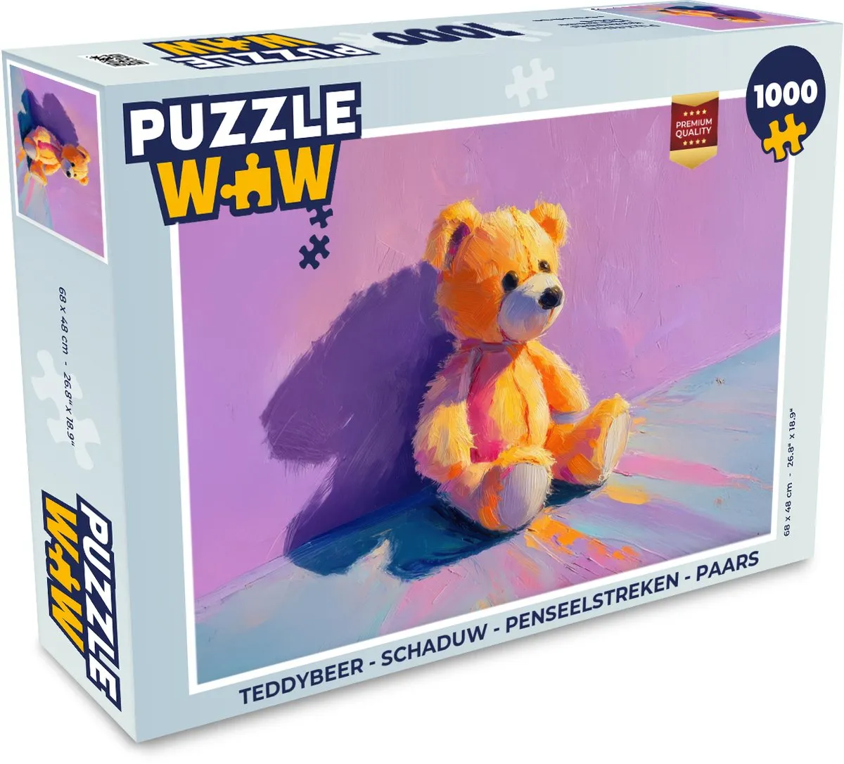 PuzzleWow Teddybeer Schaduw Legpuzzel 1000 Stuks - Paars