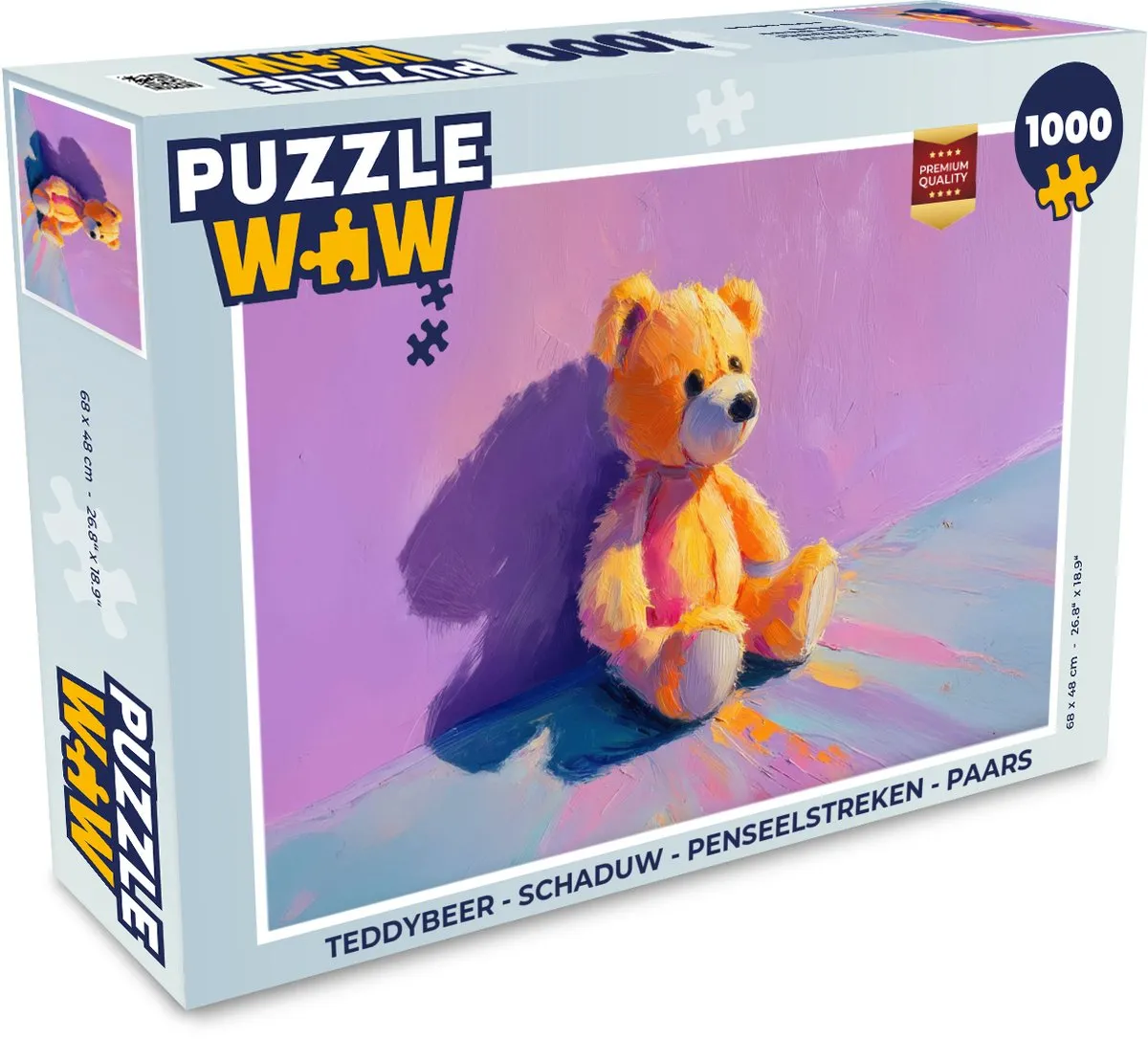 PuzzleWow Teddybeer Schaduw Legpuzzel 1000 Stuks - Paars