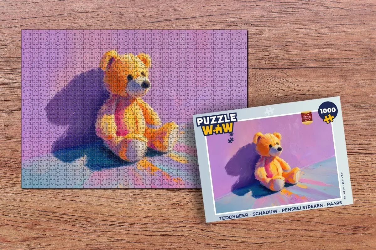 PuzzleWow Teddybeer Schaduw Legpuzzel 1000 Stuks - Paars