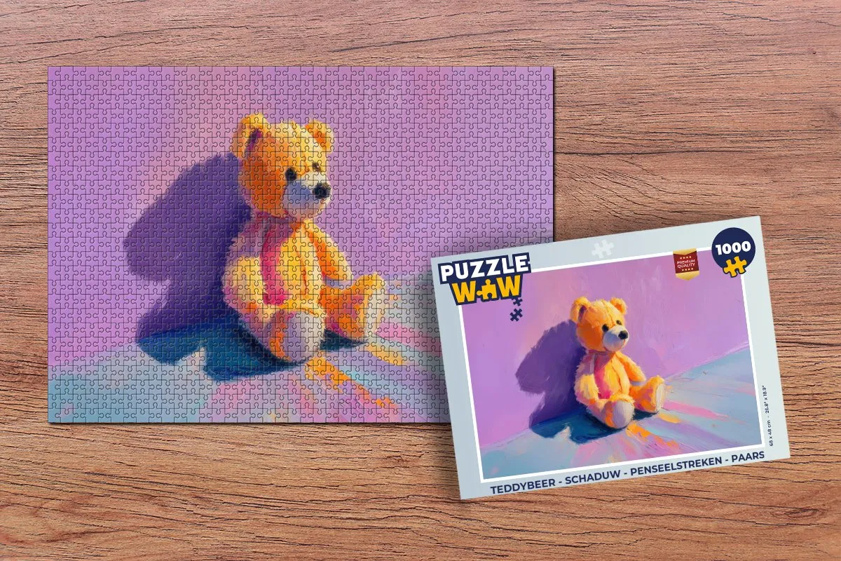 PuzzleWow Teddybeer Schaduw Legpuzzel 1000 Stuks - Paars
