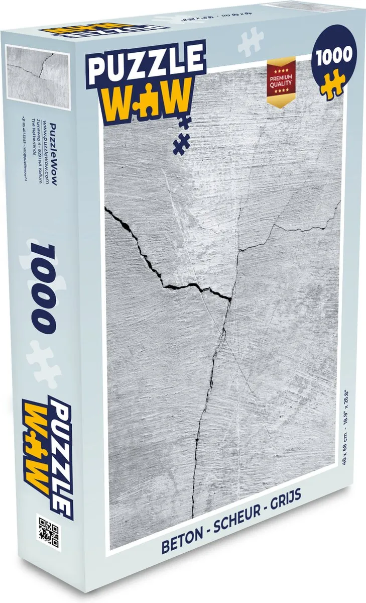 PuzzleWow Scheur Grijs Legpuzzel 1000 Stuks - Multicolor