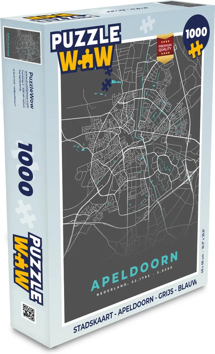 PuzzleWow Apeldoorn Legpuzzel 1000 Stuks - Stadskaart