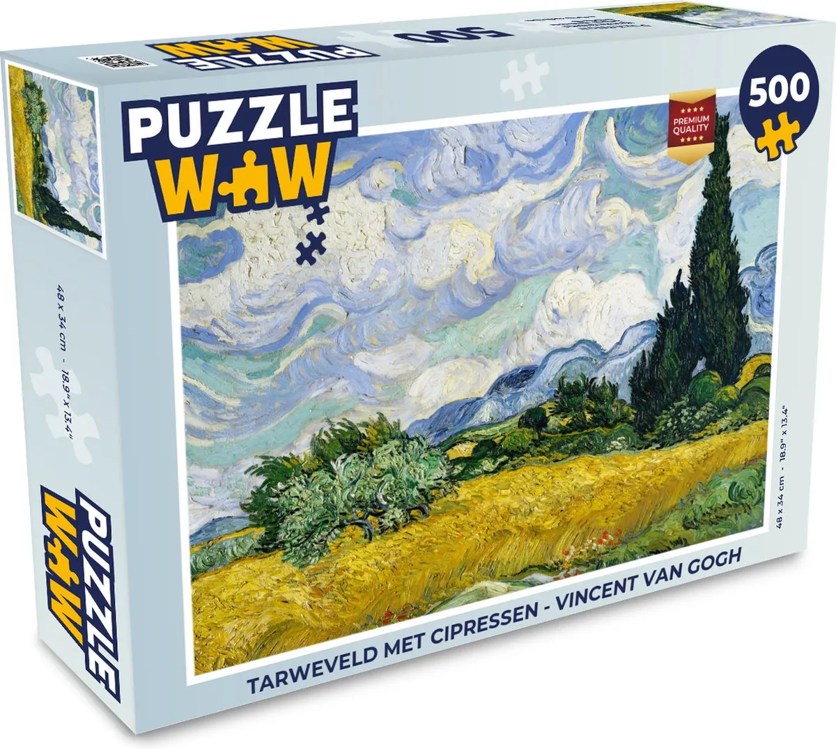 PuzzleWow Vincent van Gogh Tarweveld met Cipressen Legpuzzel 500 Stuks - Multicolor