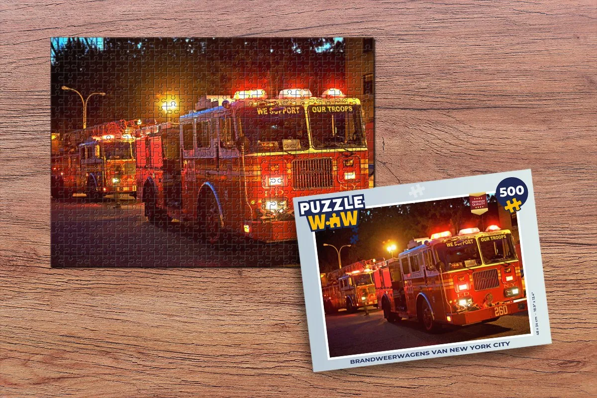 PuzzleWow Brandweerwagens New York City Legpuzzel 500 Stuks - Multicolor