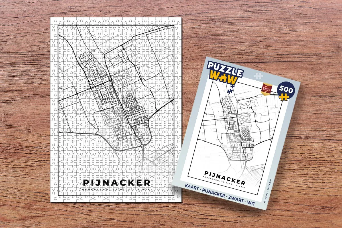PuzzleWow Puzzel Kaart Pijnacker 500 Stuks - Multicolor