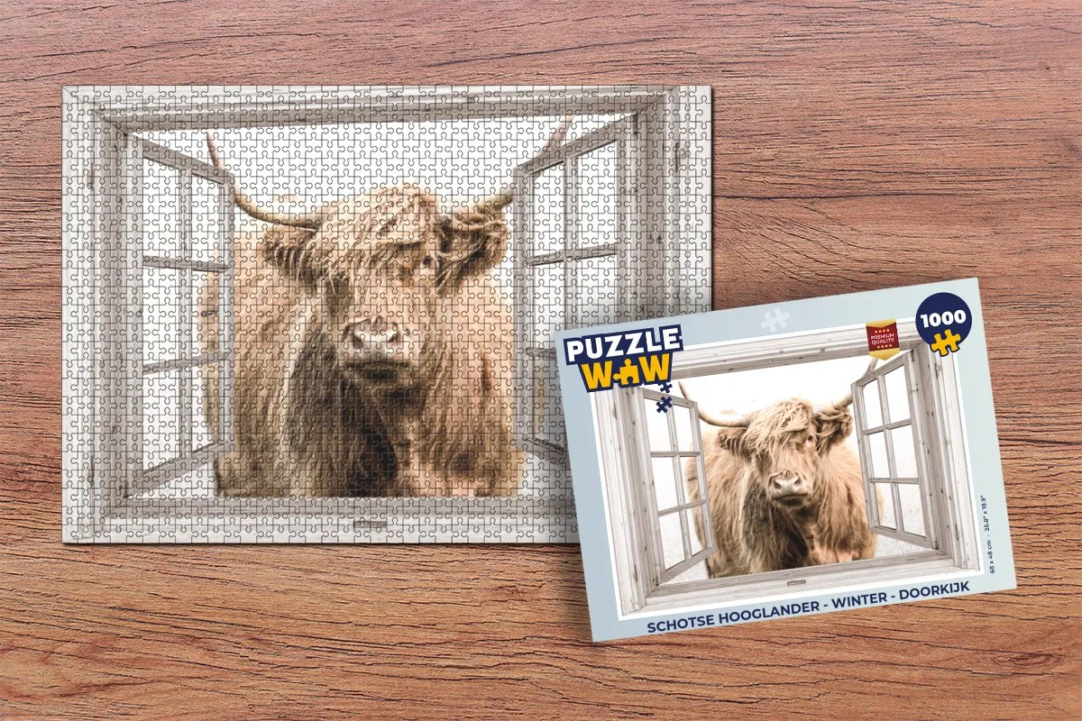 PuzzleWow Schotse Hooglander Legpuzzel 1000 Stuks - Multicolor