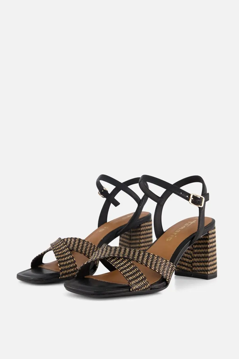 Tamaris Sandalen met hak zwart Textiel