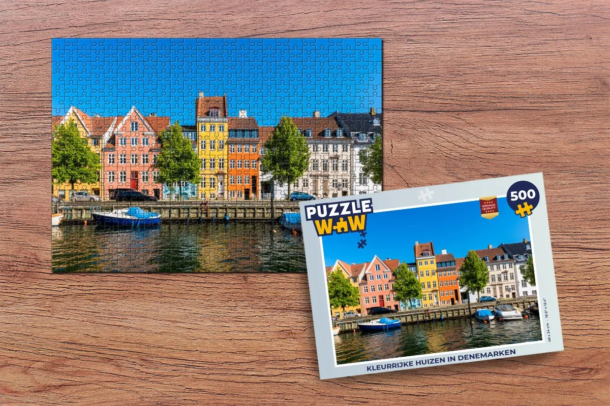 PuzzleWow Legpuzzel Kleurrijke Huizen Denemarken 500 Stuks - Multicolor