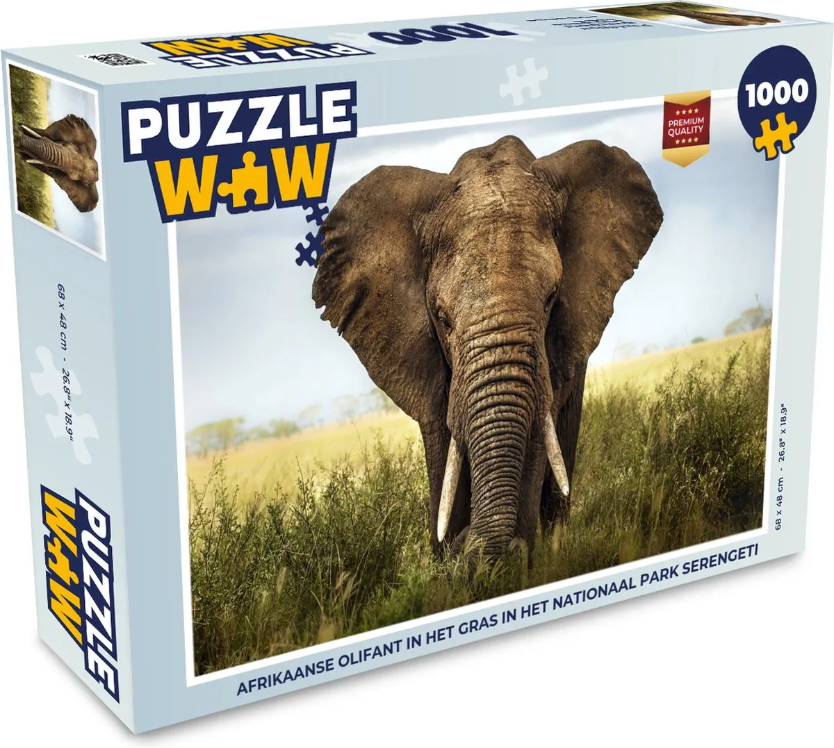 PuzzleWow Afrikaanse Olifant Legpuzzel 1000 Stuks - Multicolor