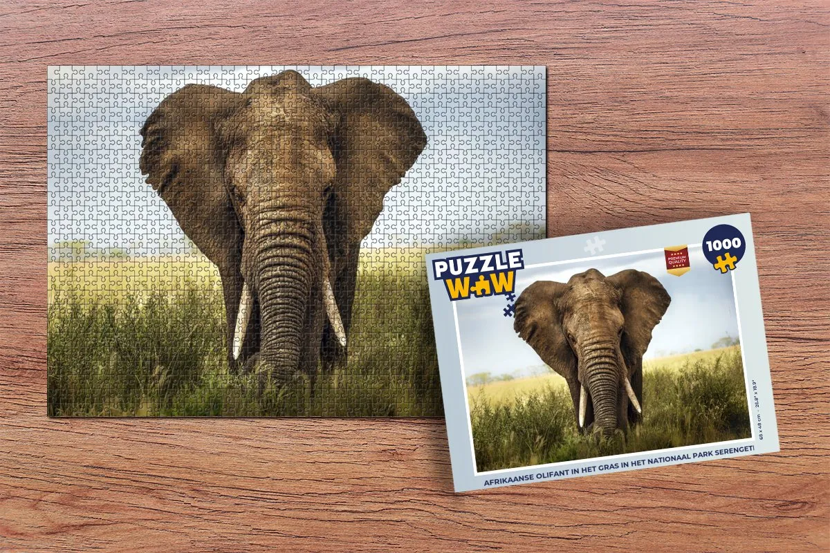 PuzzleWow Afrikaanse Olifant Legpuzzel 1000 Stuks - Multicolor