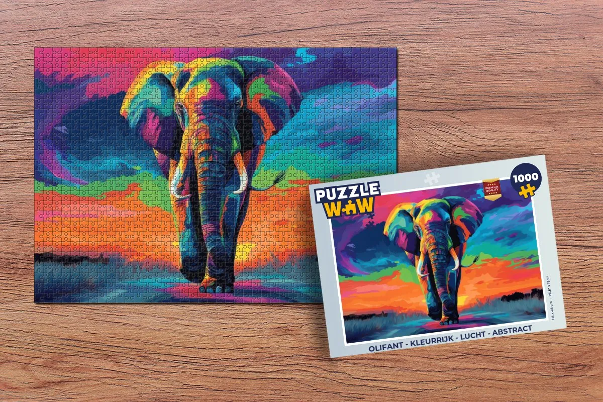 PuzzleWow Olifant Legpuzzel 1000 Stuks - Kleurrijk
