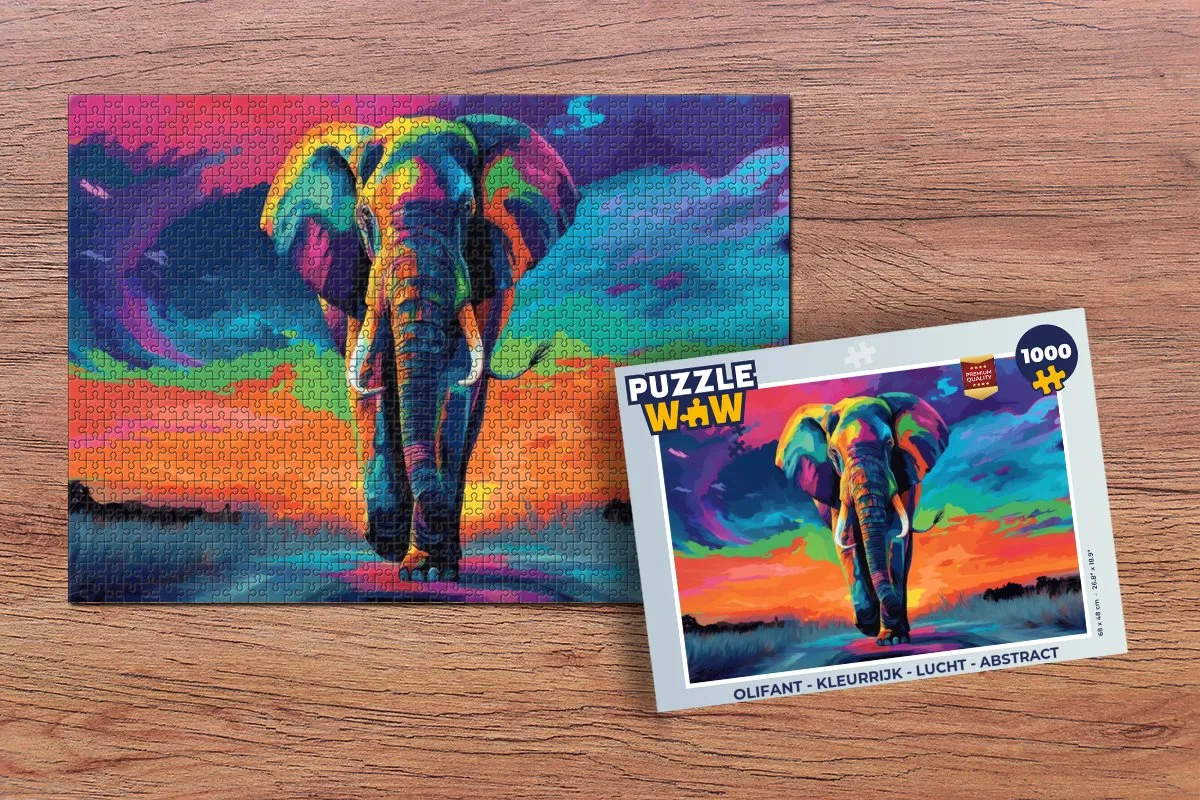 PuzzleWow Olifant Legpuzzel 1000 Stuks - Kleurrijk