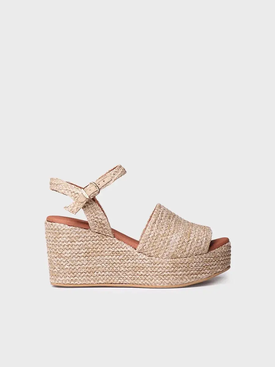 Dames espadrilles met hoge schacht van raffia