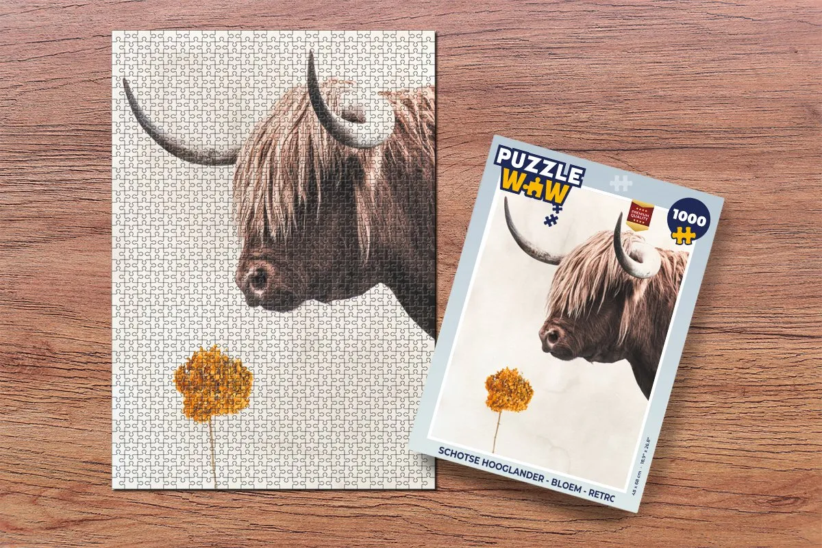 PuzzleWow Schotse Hooglander Legpuzzel 1000 Stuks - Multicolor
